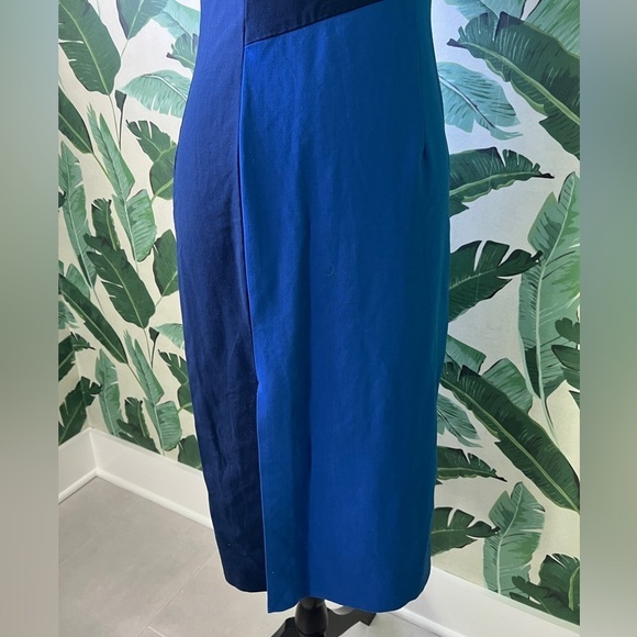 Diane Von Furstenberg Women’s Blue Colorblock Asymmetric Midi Tank Dress 4 - Picture 5 of 10